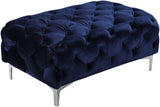 Mercer Modern Velvet Ottoman – Elegant Plush Seating with Chrome Legs for Stylish Living Spaces