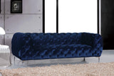 Mercer Plush Contemporary Sofa - Elegant Velvet Design with Modern Tufting and Chrome Legs for Style