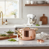 Mauviel M'Heritage M'250 B Stewpan With Lid, Brass Handles