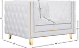 Michelle Faux Leather Chair - Glamorous White Upholstery with Gold Nailheads & Contemporary Design