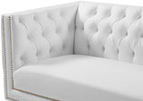 Michelle Faux Leather Loveseat with Gold Accents and Deep Button Tufting for Modern Elegance