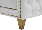 Michelle Faux Leather Glamorous Sofa with Gold Nailheads & Contemporary Design for Upscale Living