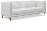 Michelle Faux Leather Glamorous Sofa with Gold Nailheads & Contemporary Design for Upscale Living