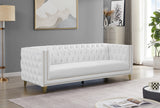 Michelle Faux Leather Glamorous Sofa with Gold Nailheads & Contemporary Design for Upscale Living