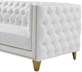 Michelle Faux Leather Glamorous Sofa with Gold Nailheads & Contemporary Design for Upscale Living