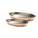 Mauviel Art Déco Copper 2-Piece Oval Pan 11.8-In and Oval Pan 13.8-In Set With Brass Handles