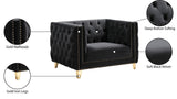 Michelle Velvet Chair - Glamorous Contemporary Design with Gold Nailheads and Deep Button Tufting
