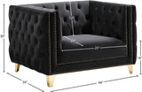 Michelle Velvet Chair - Glamorous Contemporary Design with Gold Nailheads and Deep Button Tufting