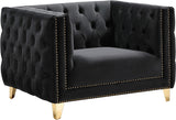 Michelle Velvet Chair - Glamorous Contemporary Design with Gold Nailheads and Deep Button Tufting