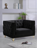 Michelle Velvet Chair - Glamorous Contemporary Design with Gold Nailheads and Deep Button Tufting