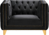 Michelle Velvet Chair - Glamorous Contemporary Design with Gold Nailheads and Deep Button Tufting