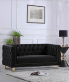 Michelle Velvet Loveseat – Sumptuous Glamour with Gold Nailheads, Iron Legs & Deep Button Tufting