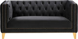 Michelle Velvet Loveseat – Sumptuous Glamour with Gold Nailheads, Iron Legs & Deep Button Tufting