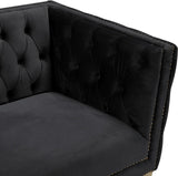 Michelle Velvet Loveseat – Sumptuous Glamour with Gold Nailheads, Iron Legs & Deep Button Tufting