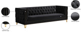 Michelle Velvet Sofa with Gold Nailhead Trim and Iron Legs - Glamorous Contemporary Design