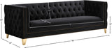Michelle Velvet Sofa with Gold Nailhead Trim and Iron Legs - Glamorous Contemporary Design