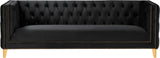 Michelle Velvet Sofa with Gold Nailhead Trim and Iron Legs - Glamorous Contemporary Design
