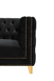 Michelle Velvet Sofa with Gold Nailhead Trim and Iron Legs - Glamorous Contemporary Design