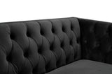 Michelle Velvet Sofa with Gold Nailhead Trim and Iron Legs - Glamorous Contemporary Design
