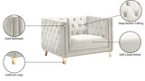 Michelle Velvet Chair - Glamorous Contemporary Design with Gold Nailheads and Deep Button Tufting