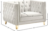 Michelle Velvet Chair - Glamorous Contemporary Design with Gold Nailheads and Deep Button Tufting