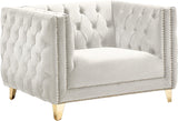 Michelle Velvet Chair - Glamorous Contemporary Design with Gold Nailheads and Deep Button Tufting
