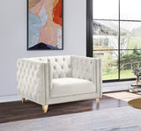 Michelle Velvet Chair - Glamorous Contemporary Design with Gold Nailheads and Deep Button Tufting