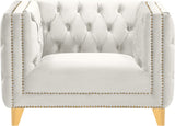 Michelle Velvet Chair - Glamorous Contemporary Design with Gold Nailheads and Deep Button Tufting