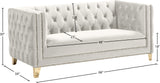 Michelle Velvet Loveseat – Sumptuous Glamour with Gold Nailheads, Iron Legs & Deep Button Tufting