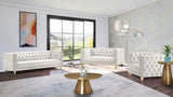 Michelle Velvet Loveseat – Sumptuous Glamour with Gold Nailheads, Iron Legs & Deep Button Tufting