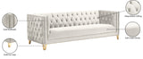 Michelle Velvet Sofa with Gold Nailhead Trim and Iron Legs - Glamorous Contemporary Design