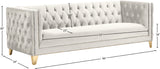 Michelle Velvet Sofa with Gold Nailhead Trim and Iron Legs - Glamorous Contemporary Design