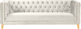 Michelle Velvet Sofa with Gold Nailhead Trim and Iron Legs - Glamorous Contemporary Design