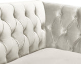 Michelle Velvet Sofa with Gold Nailhead Trim and Iron Legs - Glamorous Contemporary Design