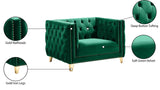 Michelle Velvet Chair - Glamorous Contemporary Design with Gold Nailheads and Deep Button Tufting