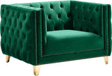 Michelle Velvet Chair - Glamorous Contemporary Design with Gold Nailheads and Deep Button Tufting