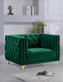 Michelle Velvet Chair - Glamorous Contemporary Design with Gold Nailheads and Deep Button Tufting