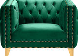 Michelle Velvet Chair - Glamorous Contemporary Design with Gold Nailheads and Deep Button Tufting