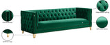 Michelle Velvet Sofa with Gold Nailhead Trim and Iron Legs - Glamorous Contemporary Design