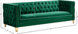 Michelle Velvet Sofa with Gold Nailhead Trim and Iron Legs - Glamorous Contemporary Design