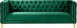 Michelle Velvet Sofa with Gold Nailhead Trim and Iron Legs - Glamorous Contemporary Design