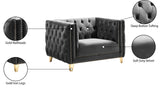 Michelle Velvet Chair - Glamorous Contemporary Design with Gold Nailheads and Deep Button Tufting