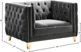 Michelle Velvet Chair - Glamorous Contemporary Design with Gold Nailheads and Deep Button Tufting