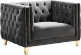 Michelle Velvet Chair - Glamorous Contemporary Design with Gold Nailheads and Deep Button Tufting