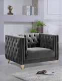 Michelle Velvet Chair - Glamorous Contemporary Design with Gold Nailheads and Deep Button Tufting