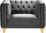 Michelle Velvet Chair - Glamorous Contemporary Design with Gold Nailheads and Deep Button Tufting