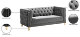 Michelle Velvet Loveseat – Sumptuous Glamour with Gold Nailheads, Iron Legs & Deep Button Tufting