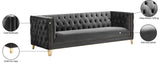Michelle Velvet Sofa with Gold Nailhead Trim and Iron Legs - Glamorous Contemporary Design