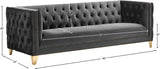 Michelle Velvet Sofa with Gold Nailhead Trim and Iron Legs - Glamorous Contemporary Design