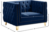 Michelle Velvet Chair - Glamorous Contemporary Design with Gold Nailheads and Deep Button Tufting